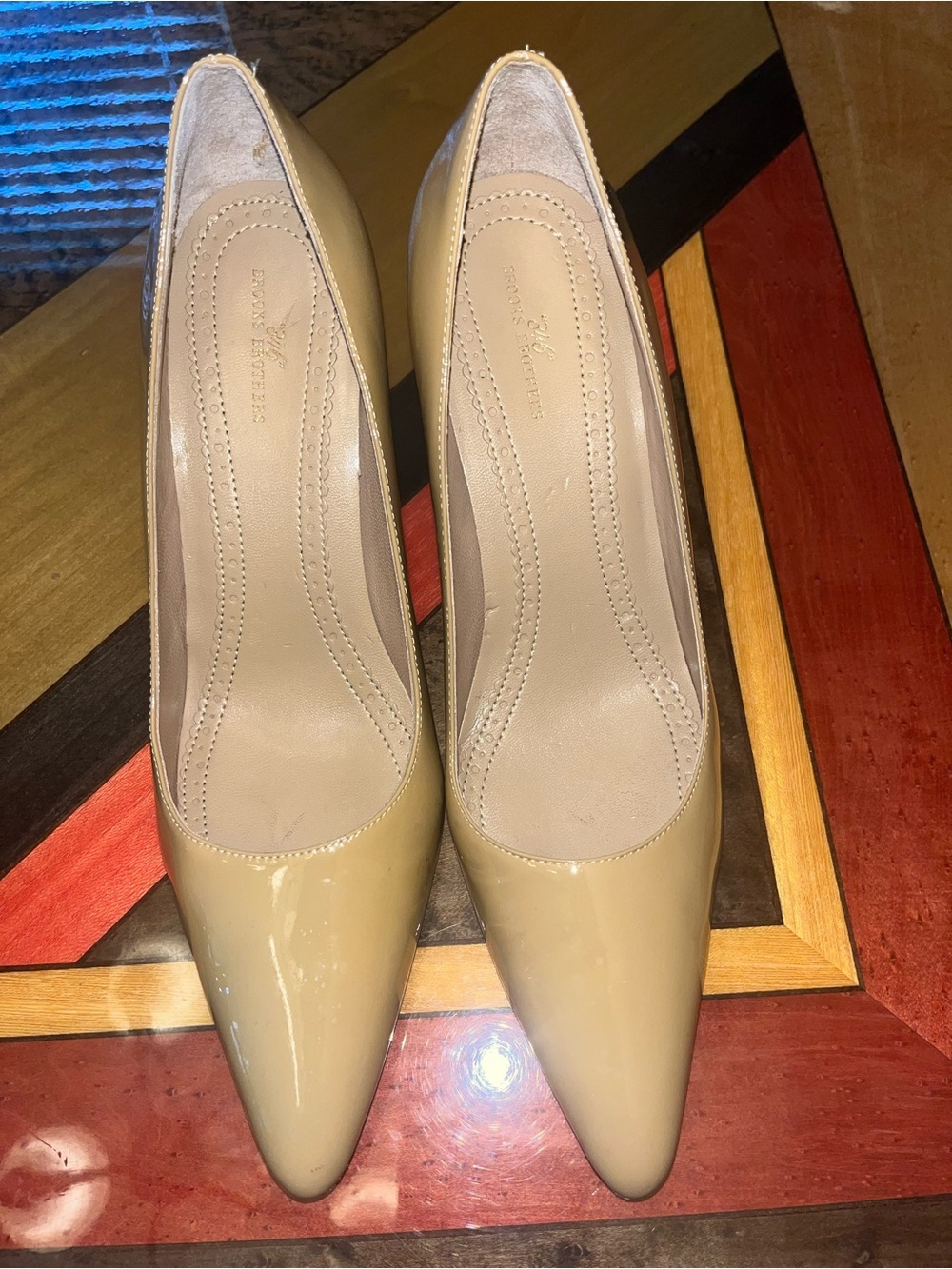 Brooks Brothers Nude Patent Pointed-Toe Pumps